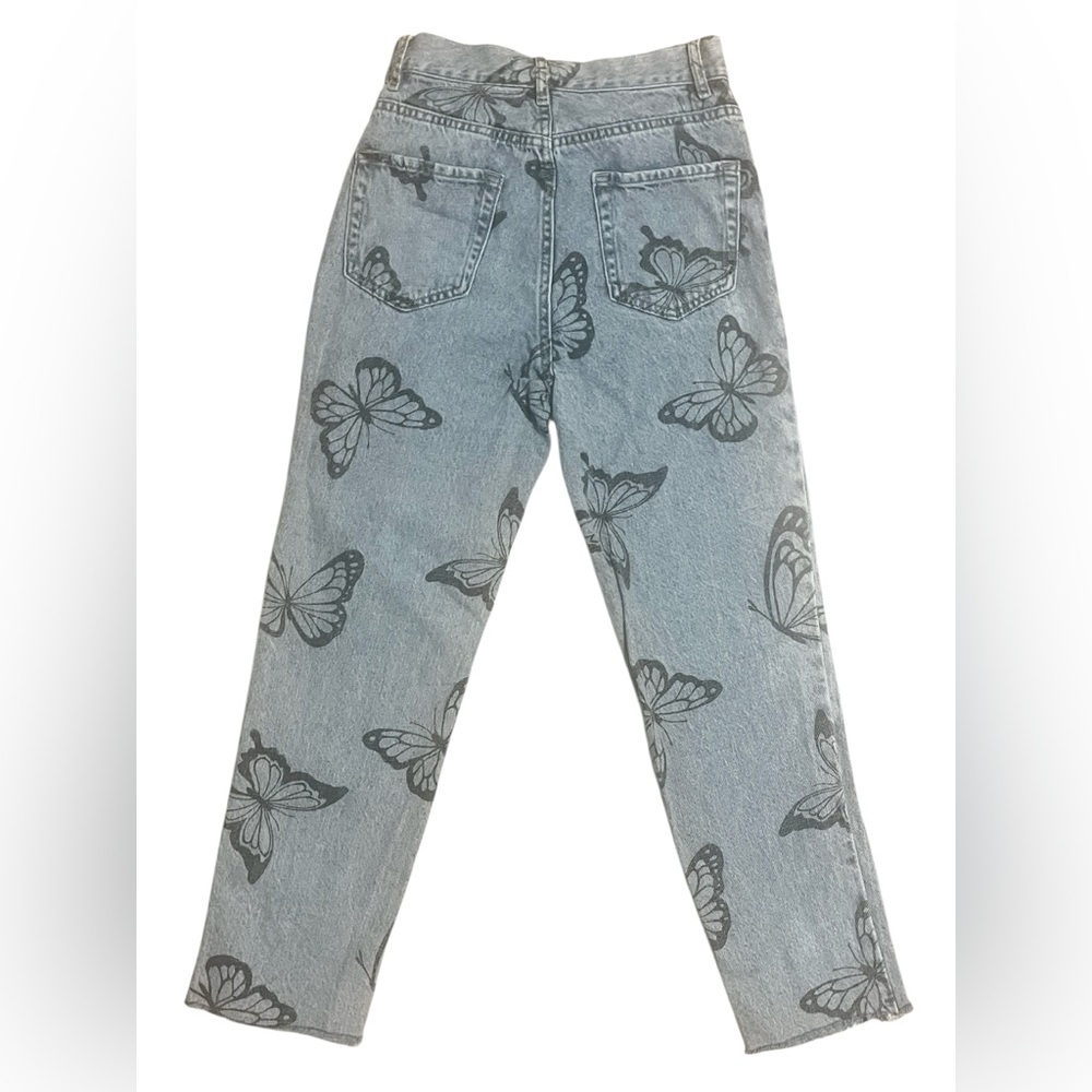 PacSun Eco Light Blue Butterfly Straight Leg Jeans Sz 25 - Picture 11 of 16